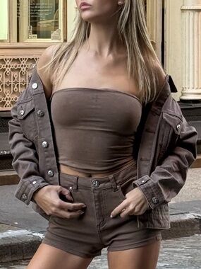 SMFK Brown Strapless Tube Top